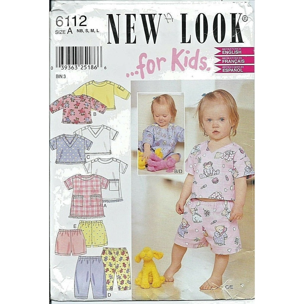 New Look Sewing Pattern 6112 Top Shirt Pants Size NB-L